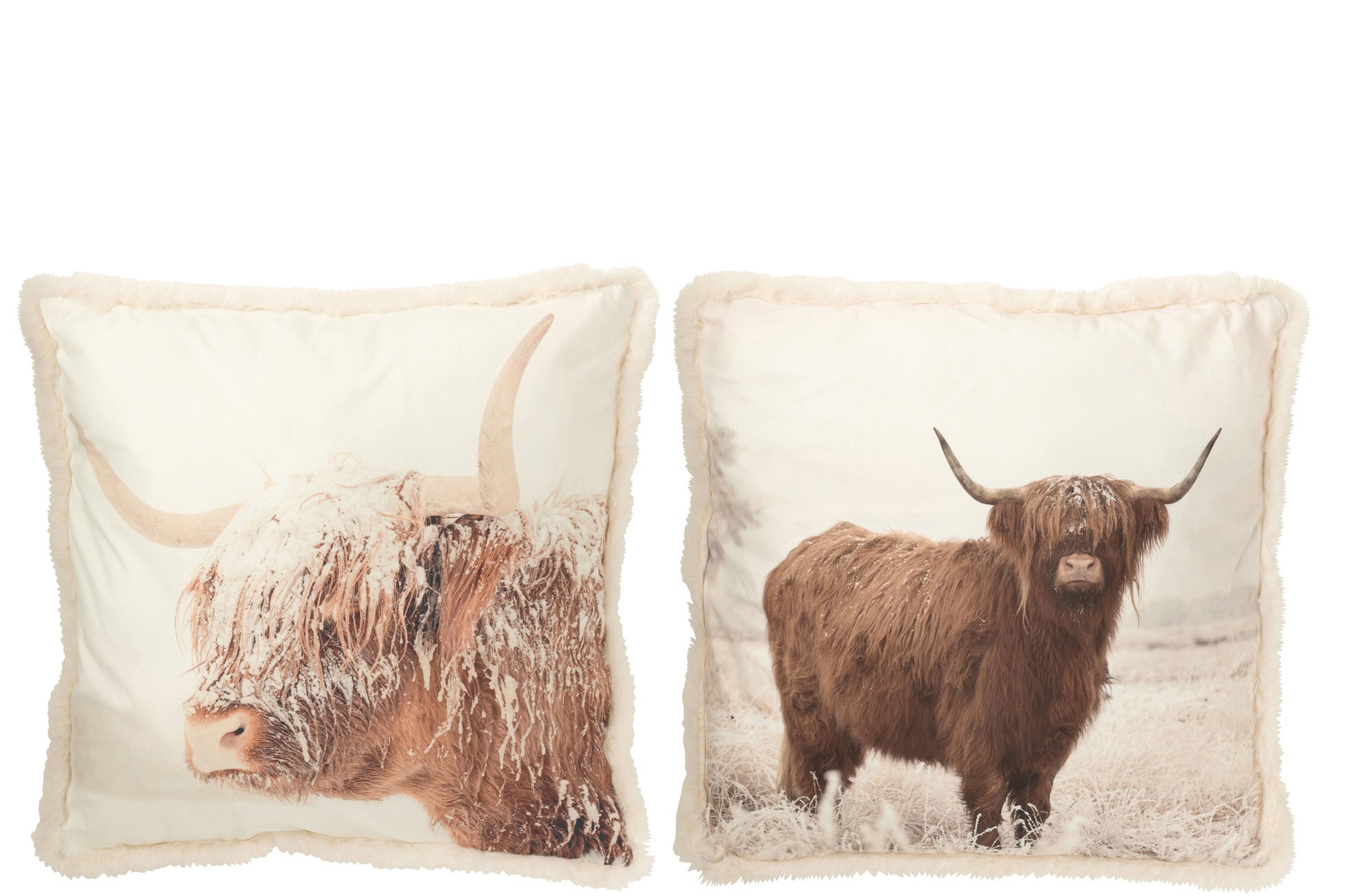 Kussen Yak Polyester Off-White/Bruin Groot Assortiment Van 2