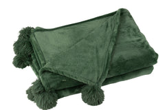 J-LINE PLAID POMPOM POLYESTER DONKERGROEN