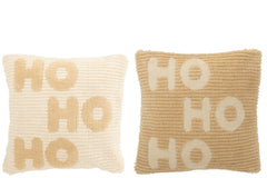 Kussen Hohoho Polyester Wit/Beige Assortiment Van 2