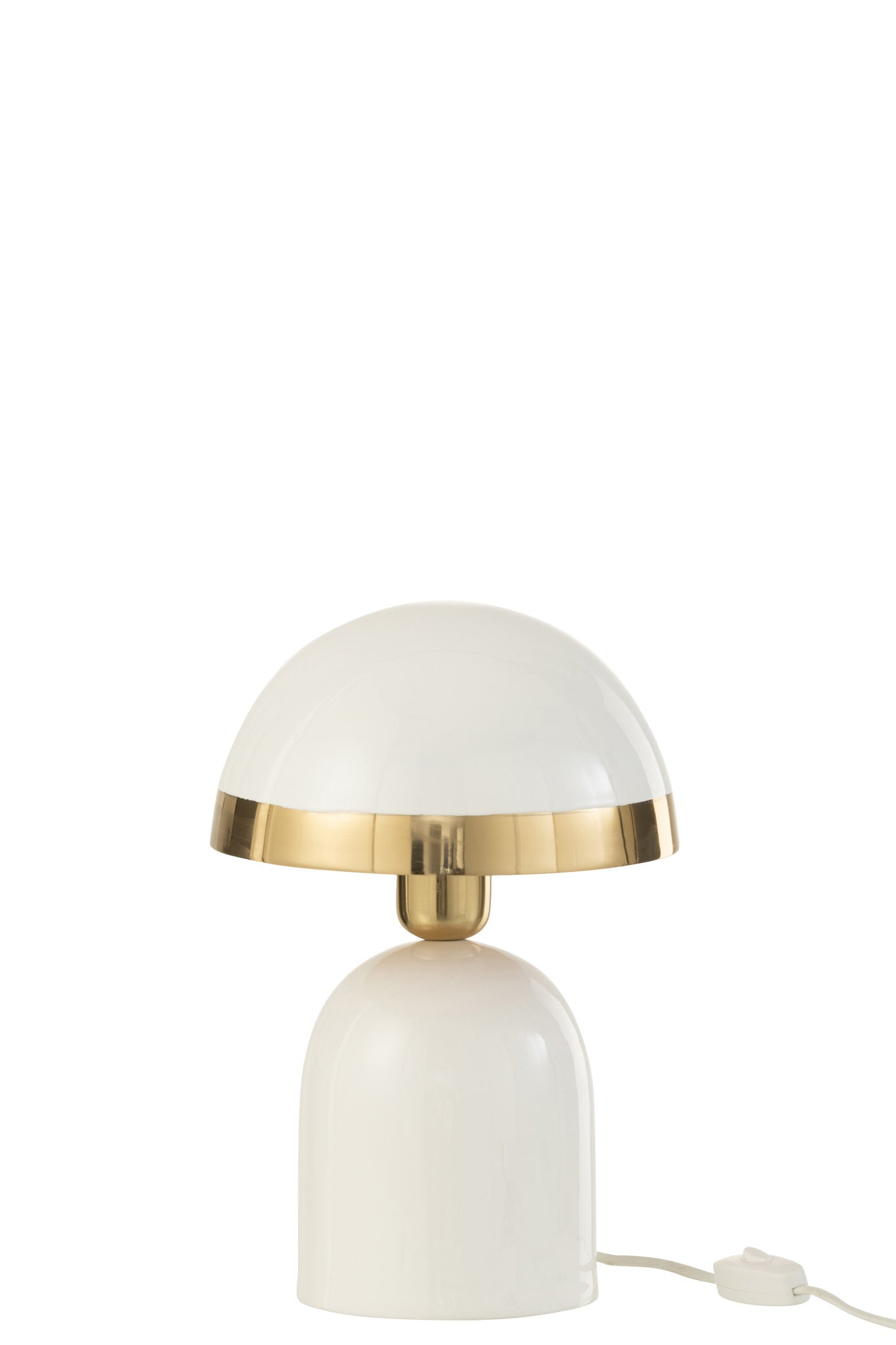 Metalen lamp, glanzend wit met gouden rand