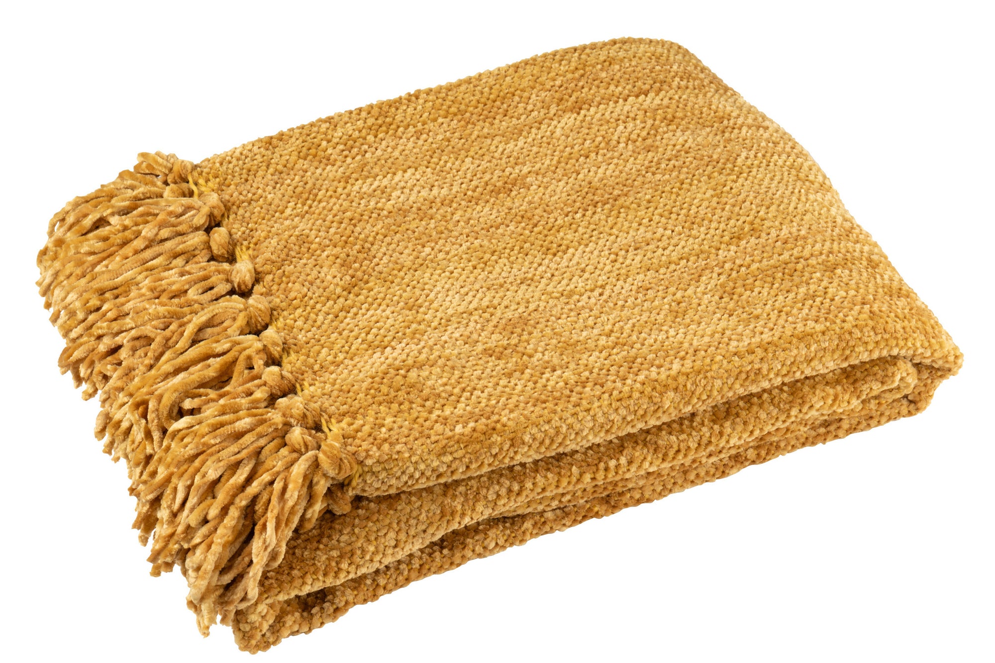 J-LINE DEKEN CHENILLE POLYESTER OKERGEEL