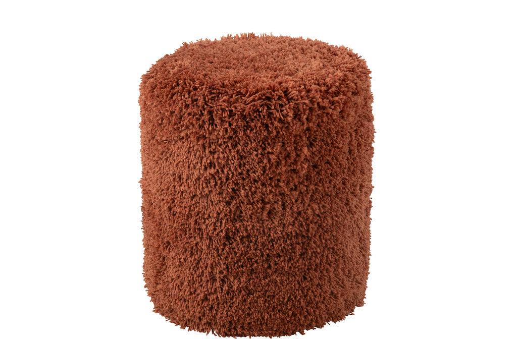 J-LINE POEF CYLINDER SHAGGY POLYESTER BAKSTEENROOD
