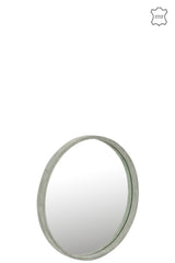 J-LINE RONDE SPIEGEL LEDER GROEN SMALL