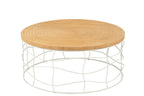 Salontafel Snijwerk IJzer/Dennen Hout Natuurlijk/Wit