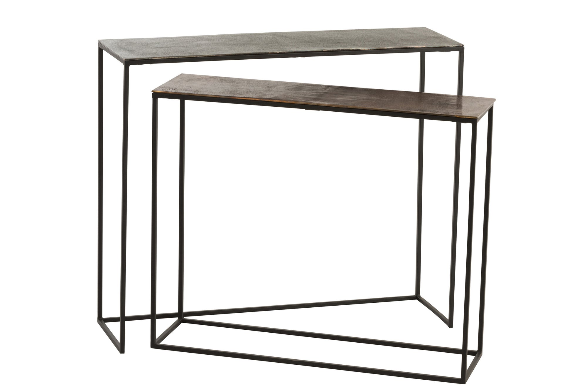 Set van 2 rechthoekige aluminium zwarte/mix consoles