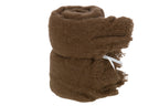 Gooi met franjes van polyester bruin