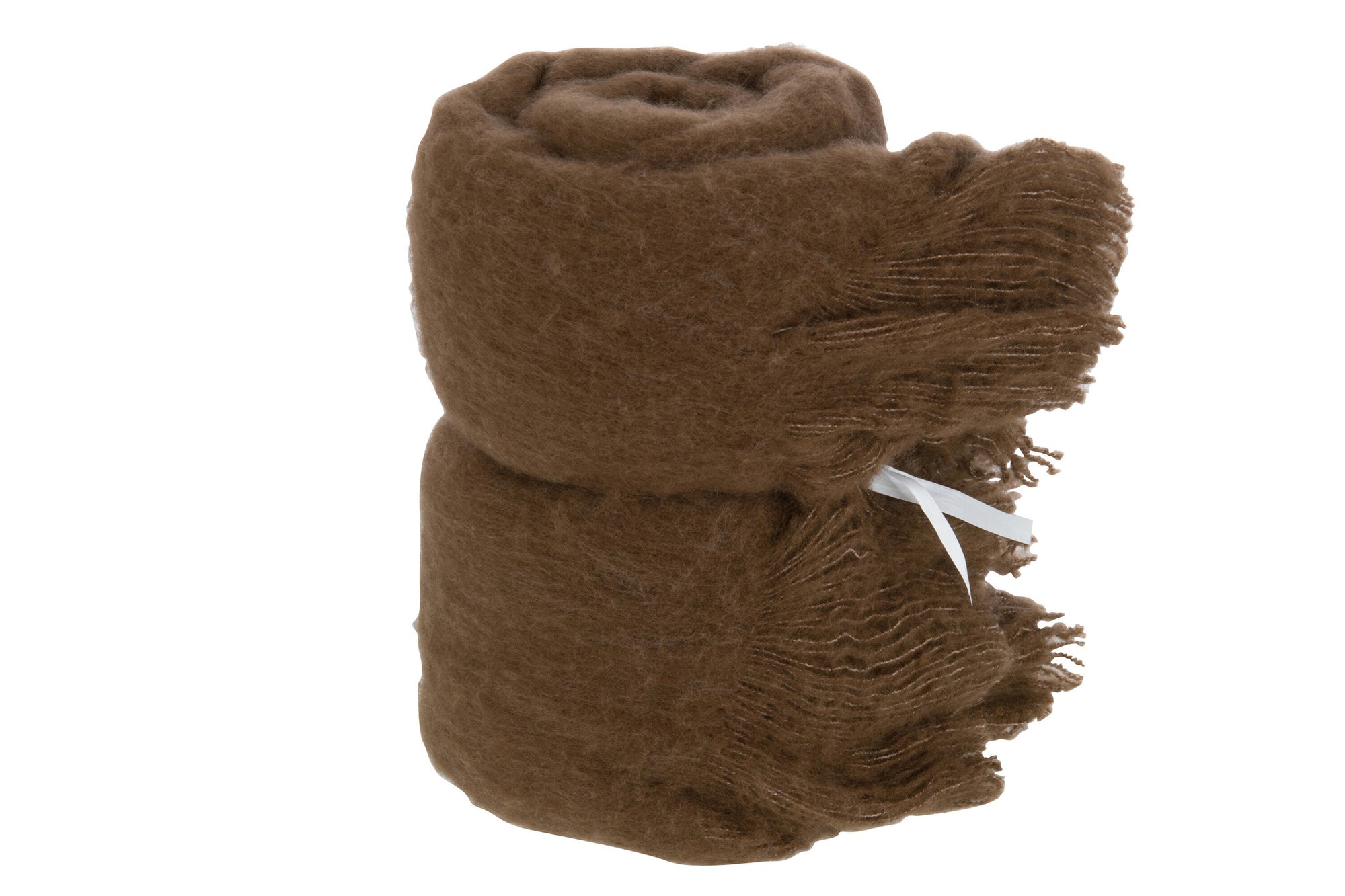 Gooi met franjes van polyester bruin