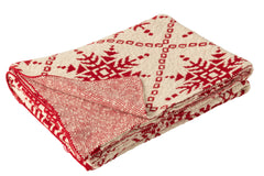 J-LINE DEKENTJE SNEEUWVLOKKEN KATOEN WIT/WIT