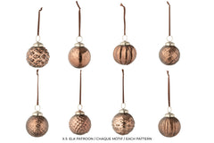 J-LINE DOOS VAN 40 KERSTBALLEN 8 PATRONEN GLAS BRUIN