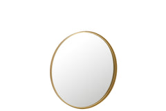 Ronde spiegel met hoge rand, metaal/glas, goud, middelgroot