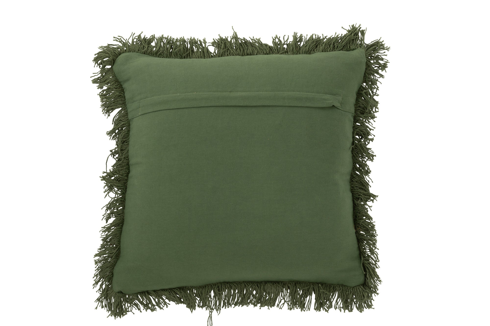 Kussen met afgeronde lijnen van wol in khaki groen.