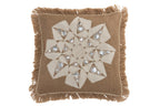 Kussen Bloem Abstract Jute Natuurlijk/Beige