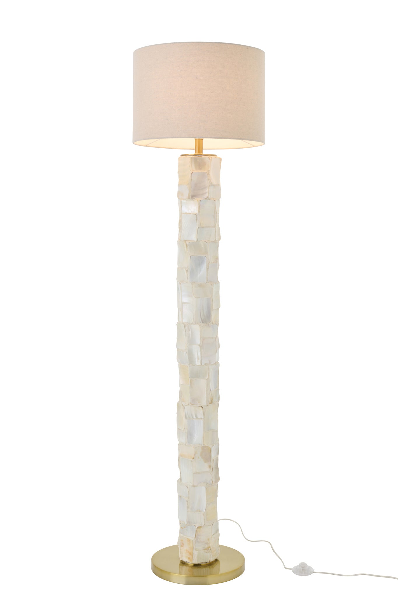 Vloerlamp parelmoer-effect schelp off-white/lichtbeige