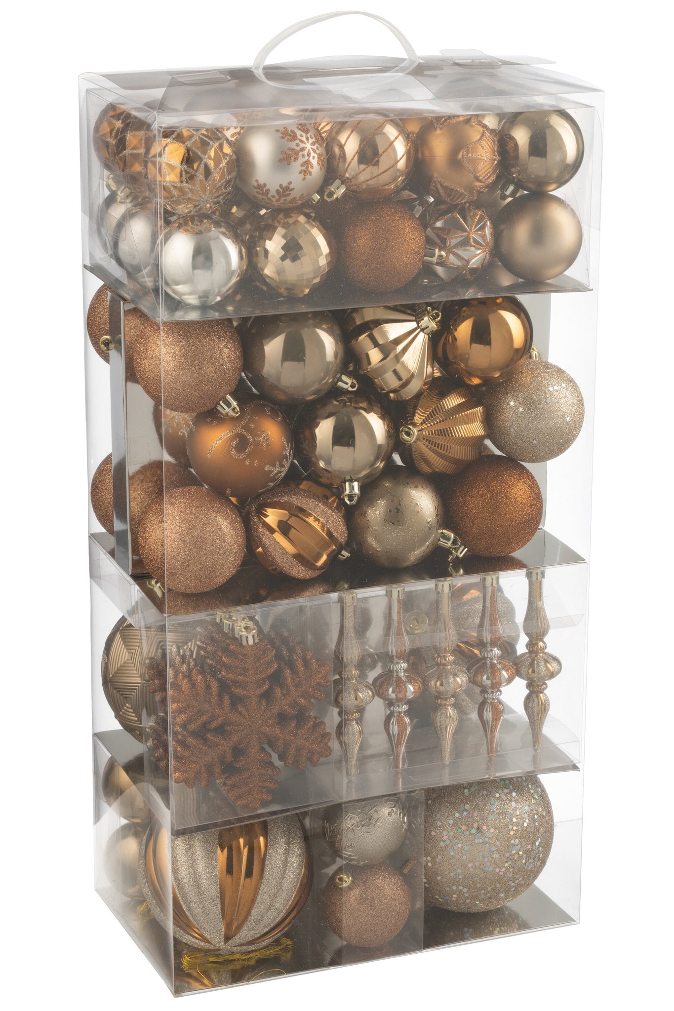 J-LINE DOOS VAN 80 KERSTBALLEN PLASTIC BRUIN