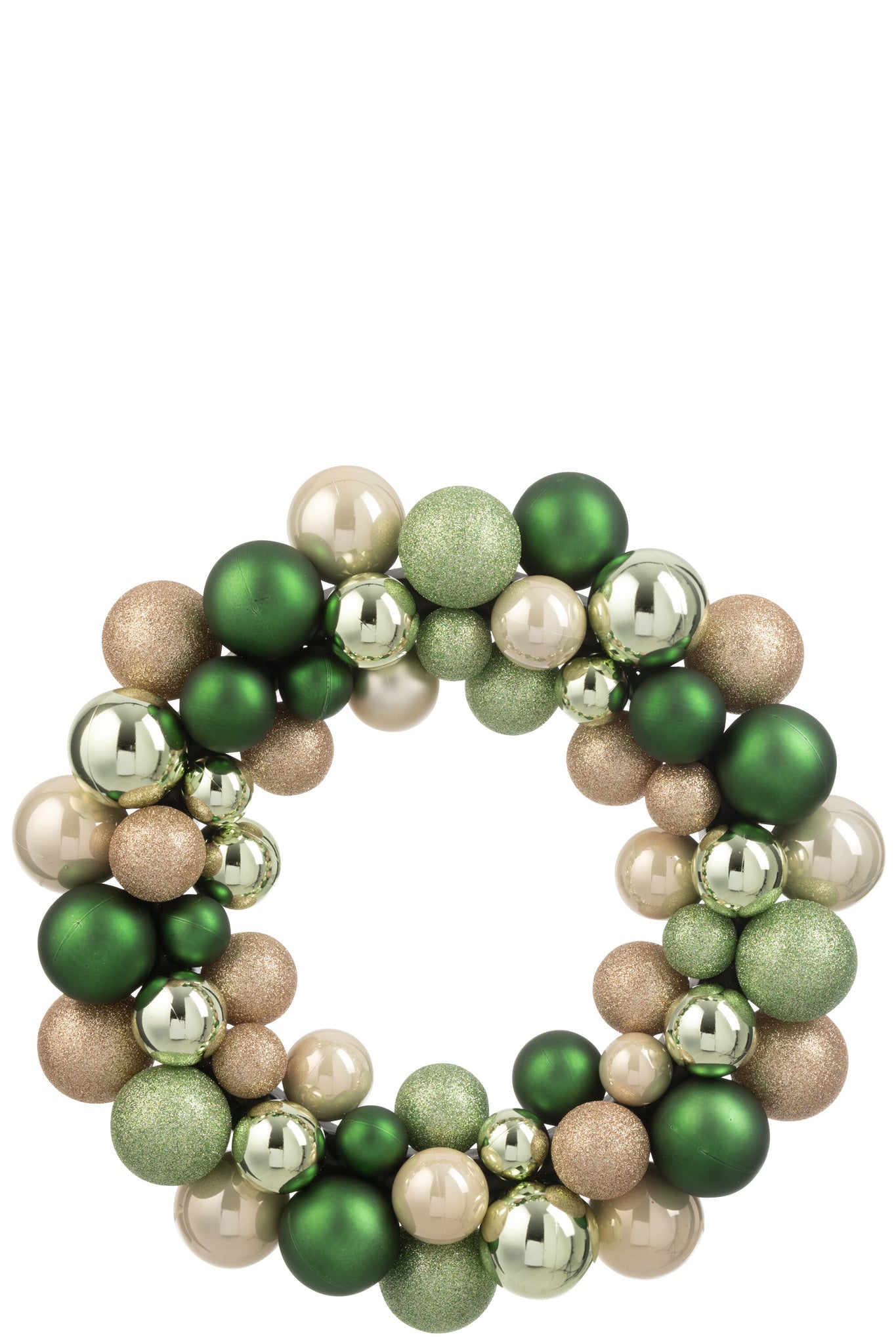 J-LINE KRANS KERSTBALLEN KUNSTSTOF MINTGROEN/ECRU