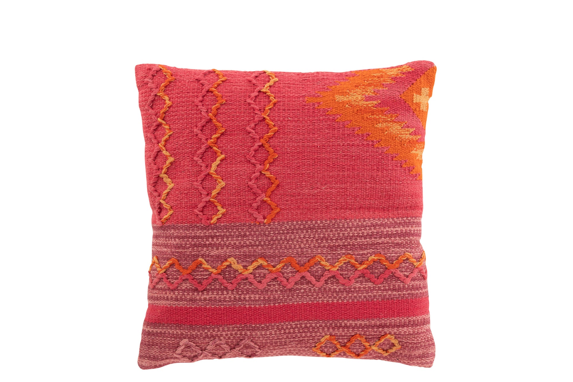 Kussen Happy Ethnic Gevlochten Vierkant Katoen Roze / Paars