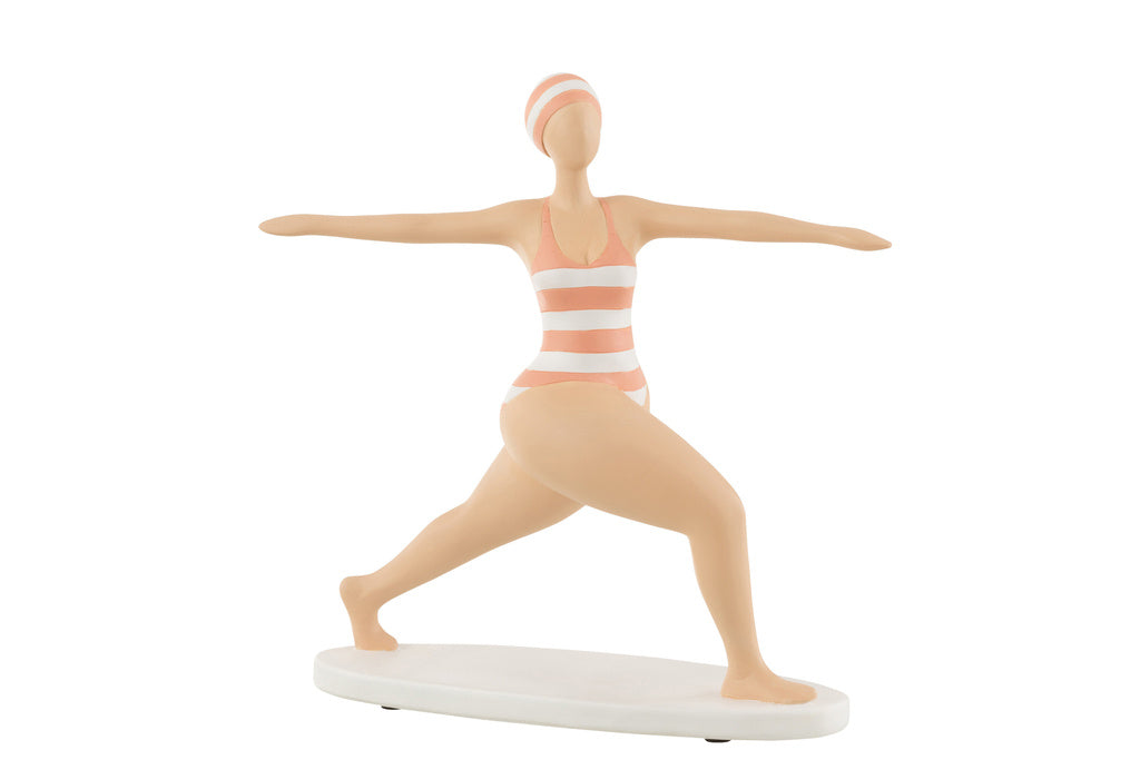 J-LINE WOMAN YOGA STRETCH – POLYRESIN ORANJE FIGUUR 30 CM