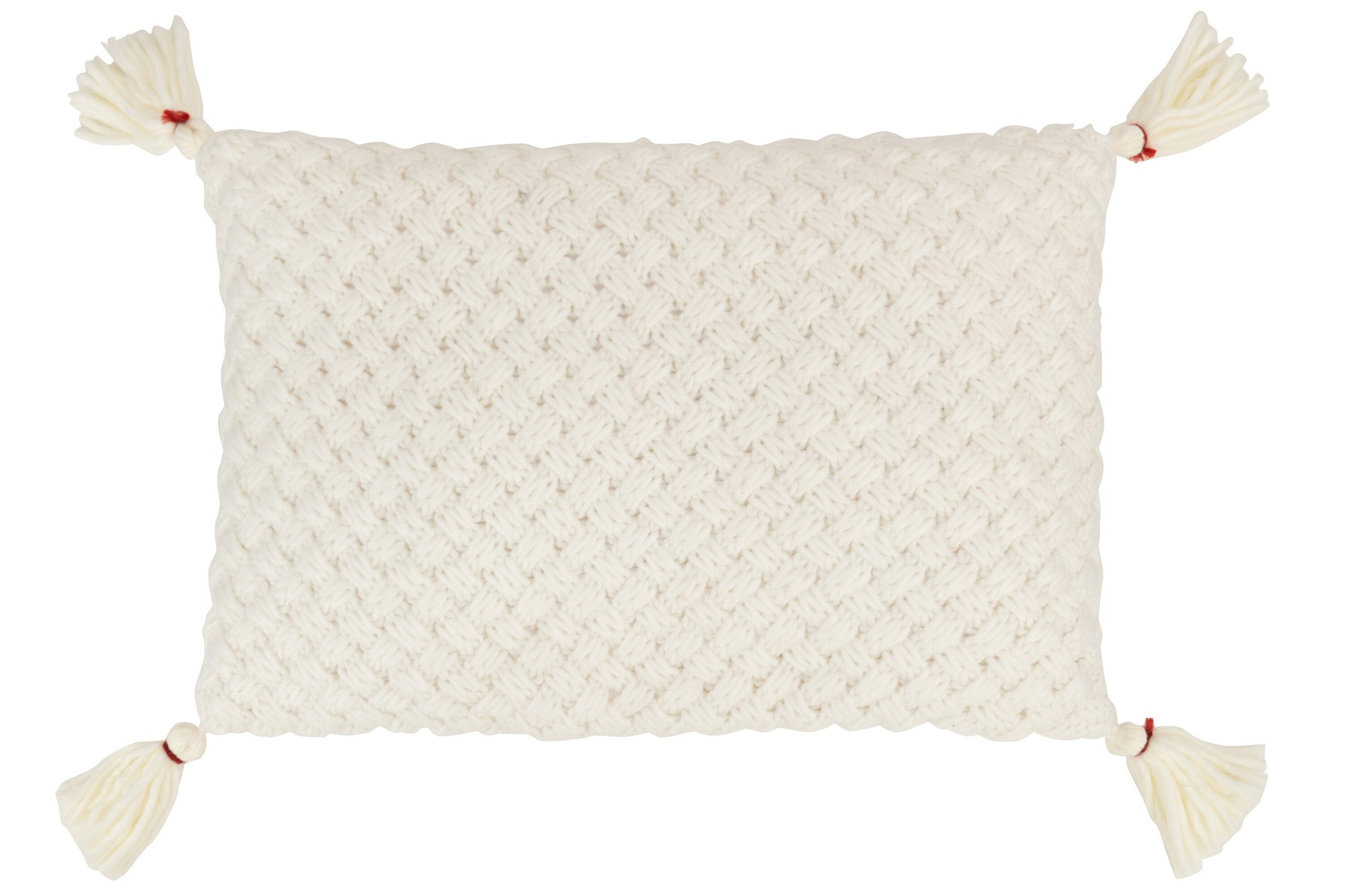 J-LINE KUSSEN GEBREID KWASTJE ACRYL WIT