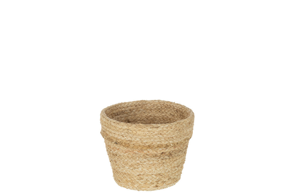 J-LINE BASKET ROUND WITH BORDER MAIZE NATURAL