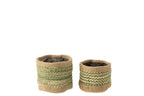 J-LINE SET VAN 2 RONDE MANDEN + BAND – JUTE NATUUR/GROEN XS/S