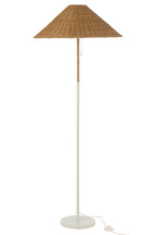 J-LINE VLOERLAMP METAAL/ROTAN – WIT/NATUUR
