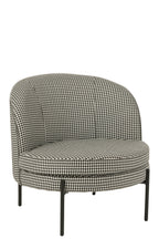 Fauteuil pied-de-poule ijzer zwart/wit