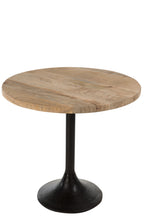 Ronde bartafel hout/metaal naturel/zwart