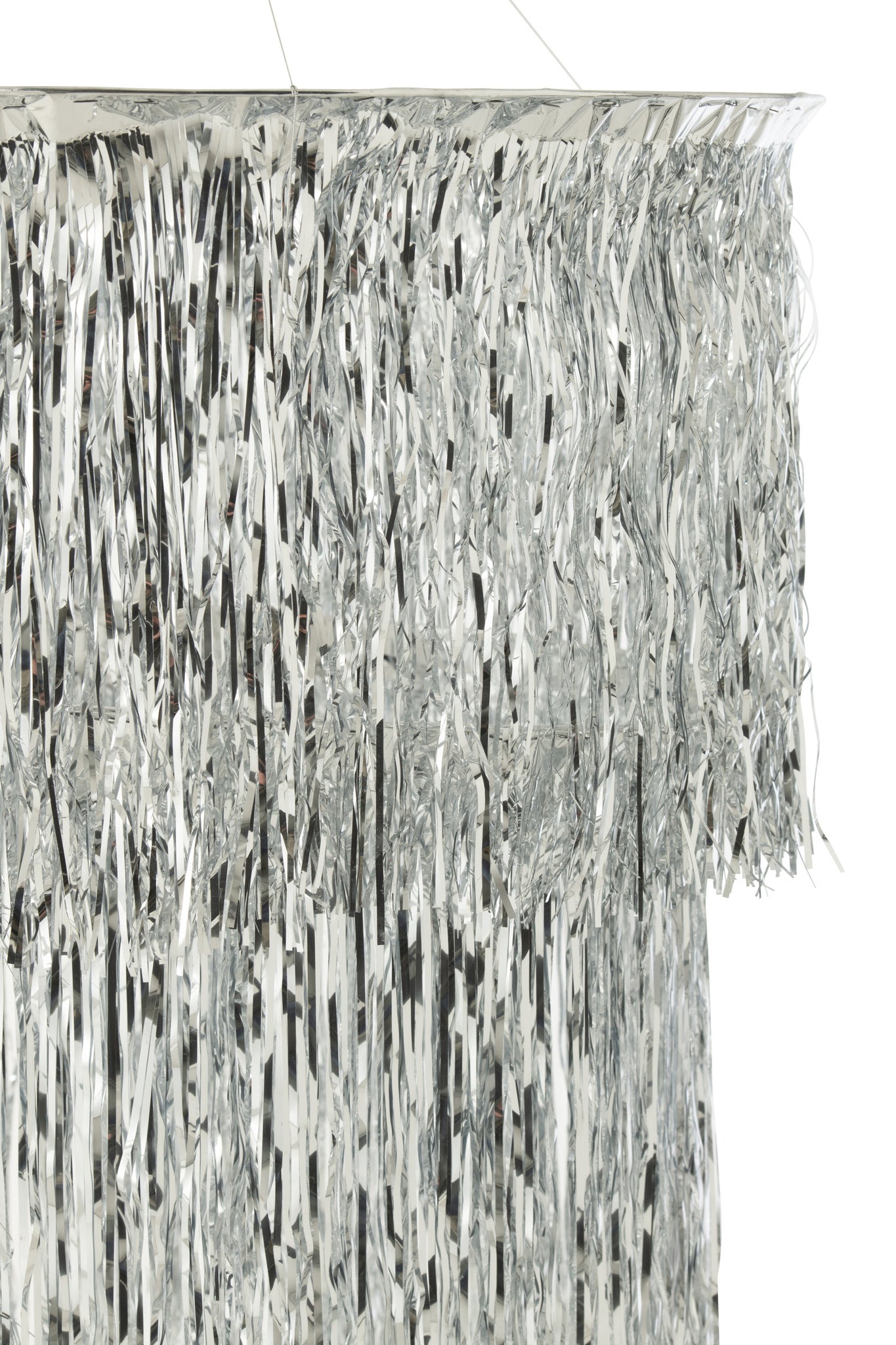 Lampenkap voor kroonluchter met franjes, vinyl, zilverkleurig, klein