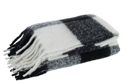 J-LINE PLAID TILES POLYESTER ZWART/WIT