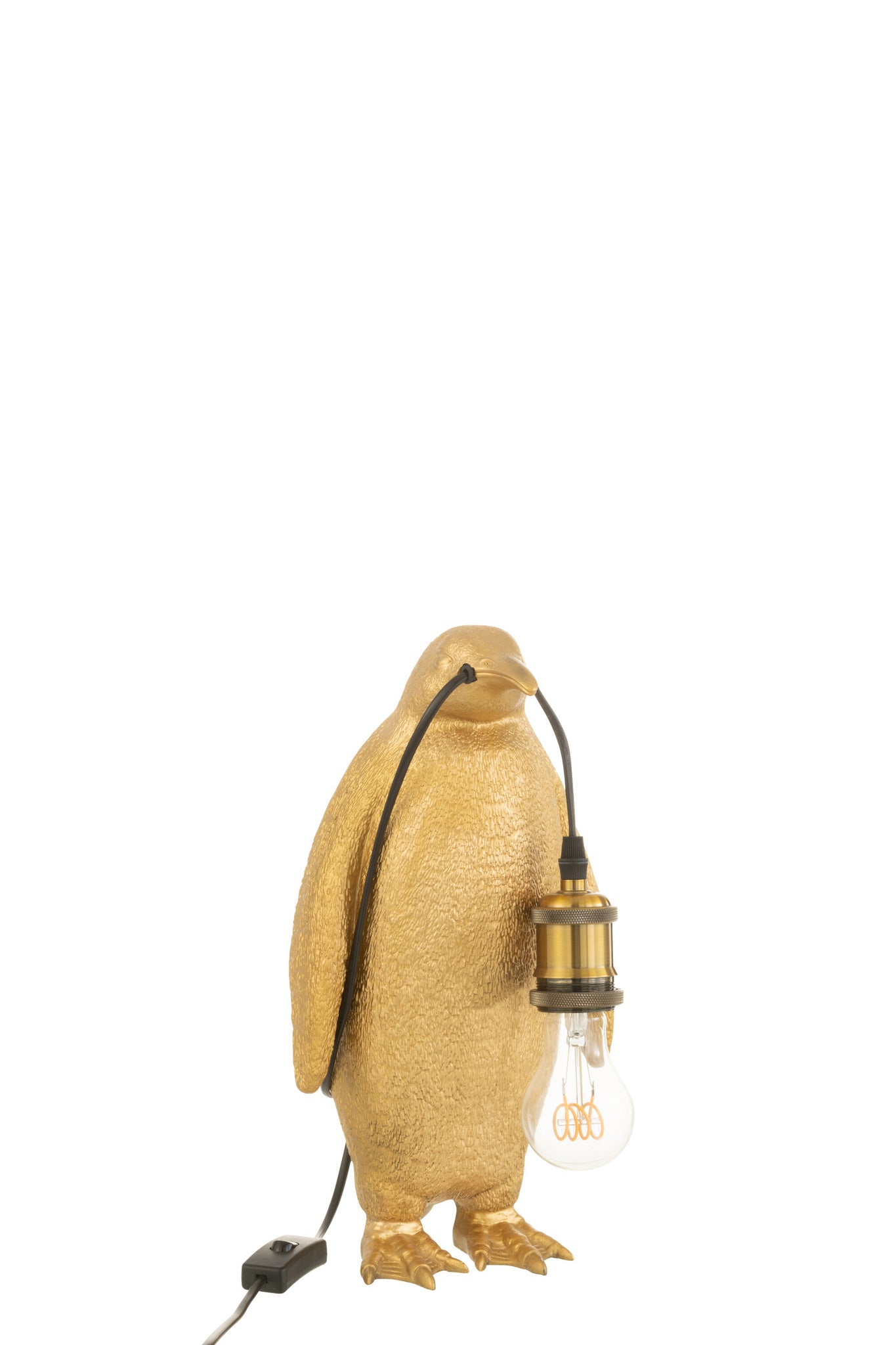 Tafellamp pinguïn, hars, goud, klein