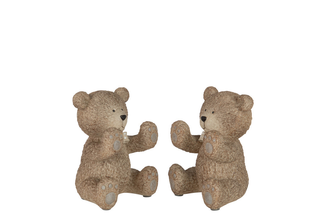 J-LINE BOEKSTEUN TEDDY POLY LICHTBRUIN – SET VAN 2