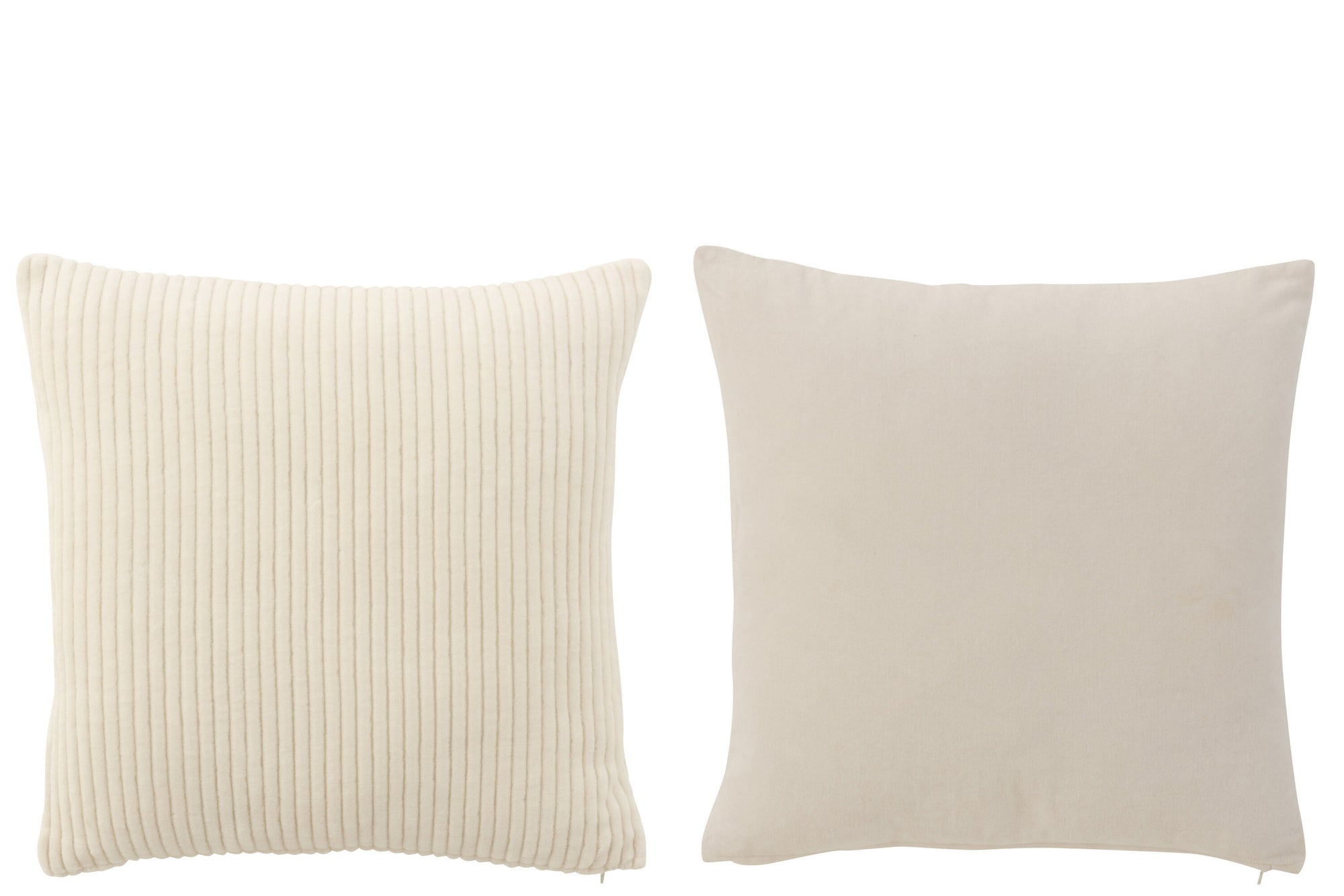 J-LINE KUSSEN VELVET VIERKANT KATOEN WIT ASSORTIMENT VAN 2