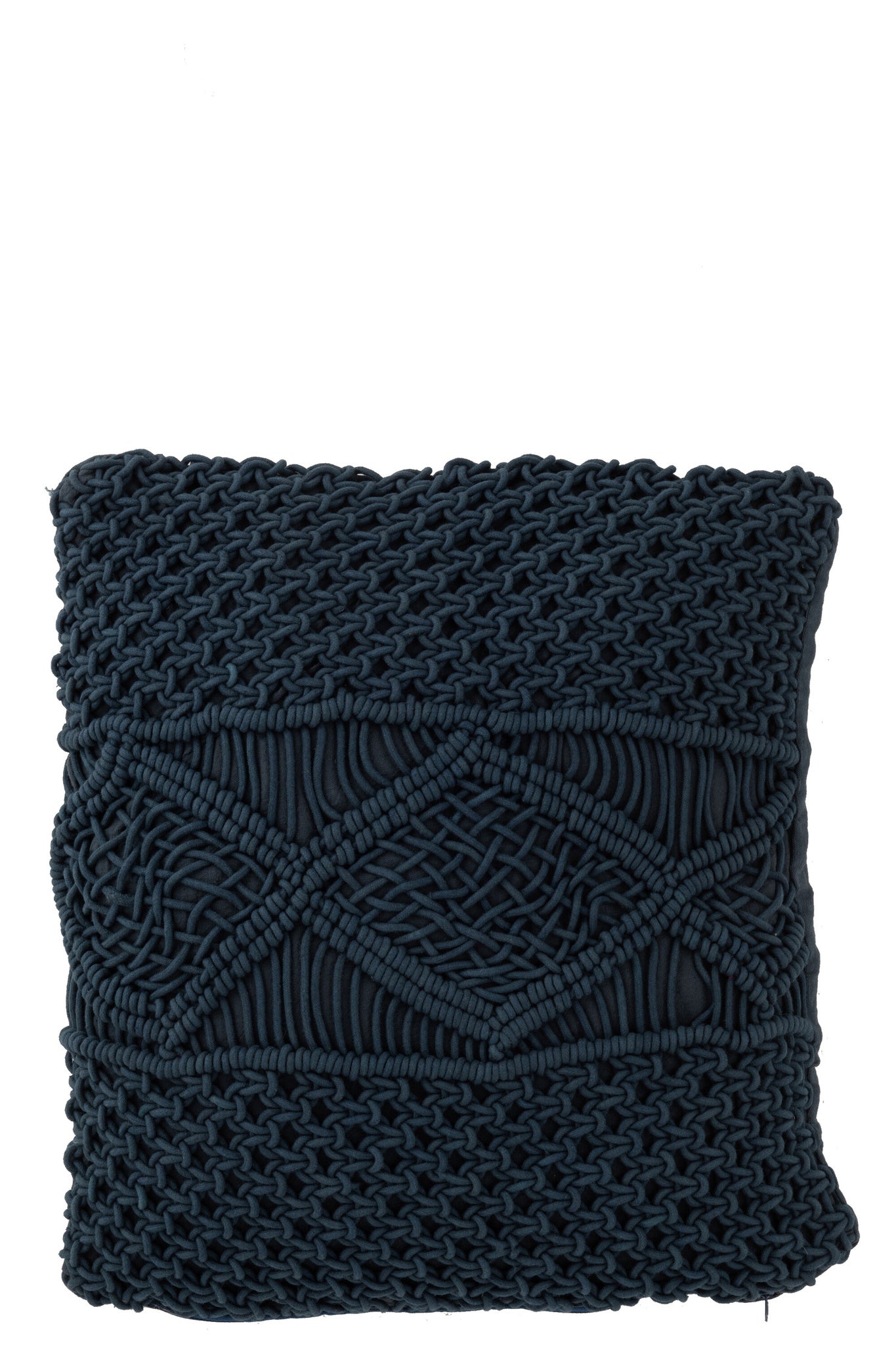 Kussen Macramé Vierkant Katoen Blauw
