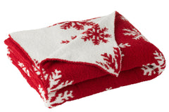 Dekentje Sneeuwvlokken Polyester Rood/Wit