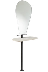J-LINE SPIEGEL + PLANK WAND MARMER/IJZER/GLAS WIT/ZWART