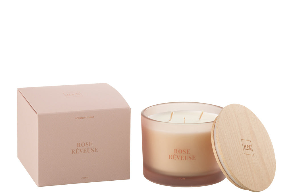 J-Line Scented Candle Accords Essentiels Rose Rêveuse - 28H: