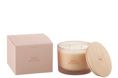 J-Line Scented Candle Accords Essentiels Rose Rêveuse - 28H: