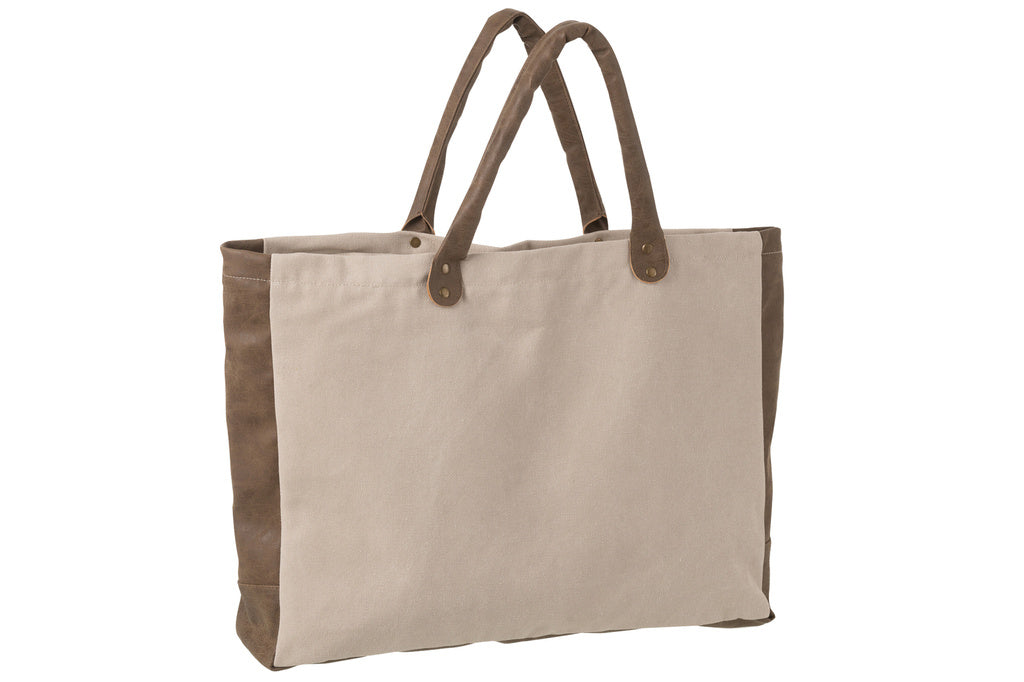 J-LINE STRANDTAS MET KORTE HANDVATTEN – TEXTIEL BEIGE