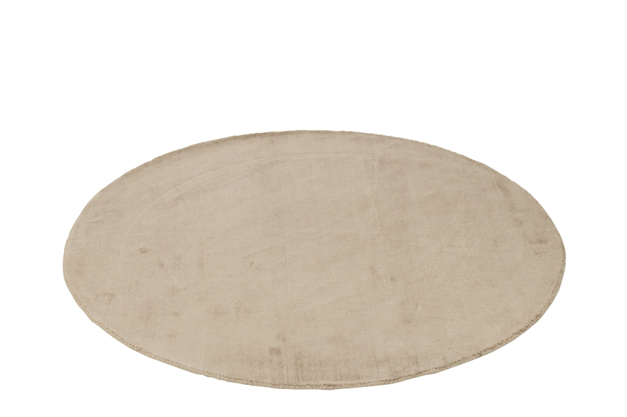 Tapis rond en viscose beige fait main