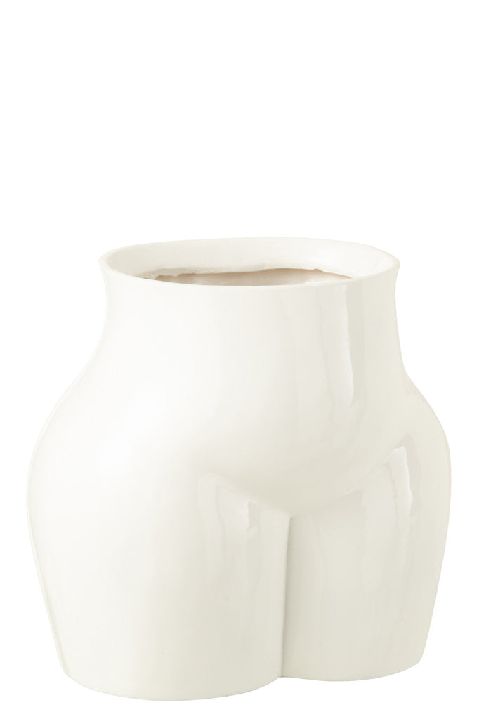 J-LINE VAAS LADY BOTTOM – PEWTER SHINY WHITE
