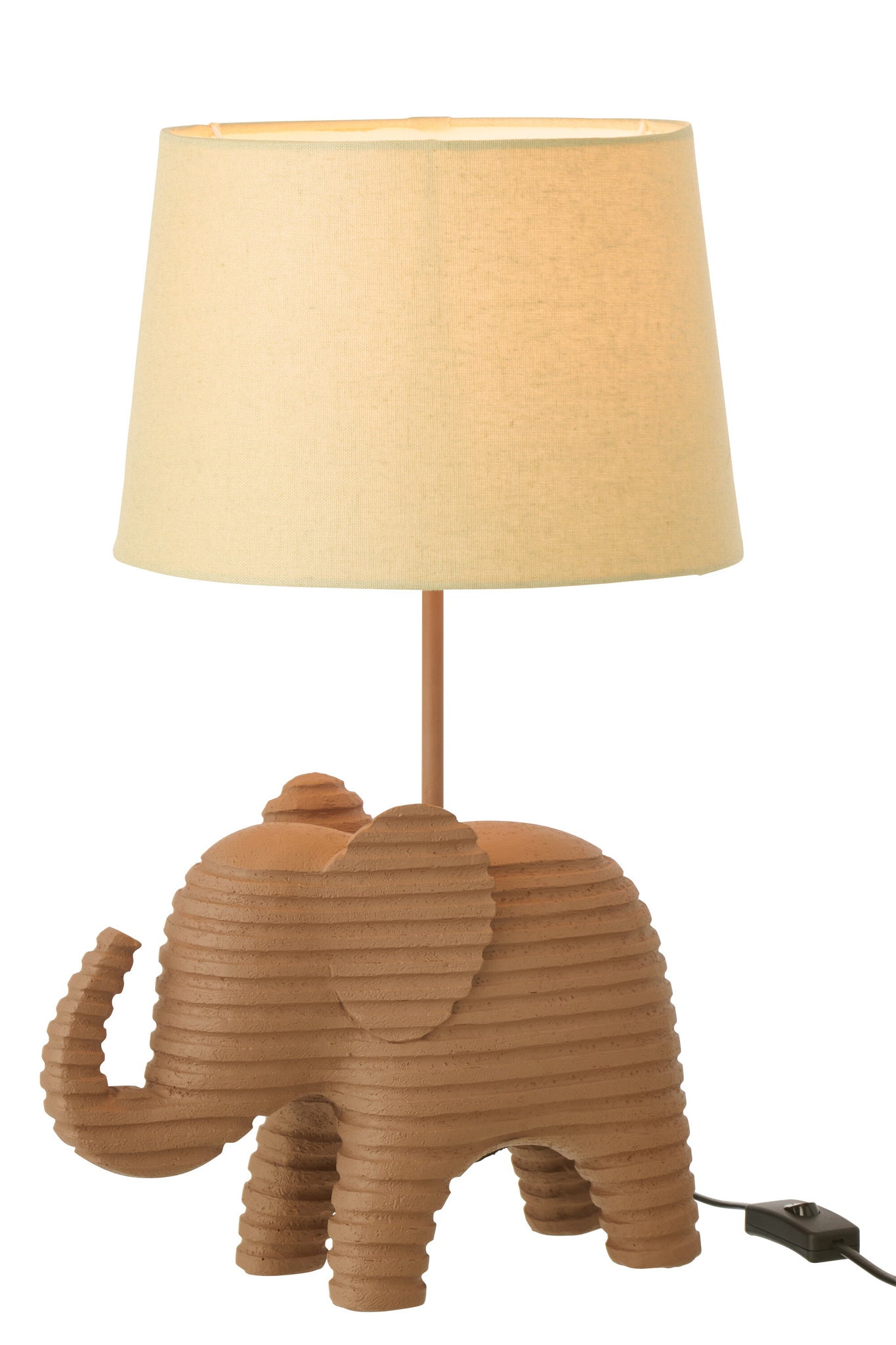 Gestreepte tafellamp van polyresin, bruin