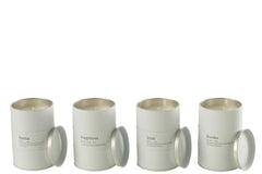 J-LINE SCENTED CANDLE QUOTE ENGLISH-FRENCH WHITE 55H SET VAN 4 STUKS