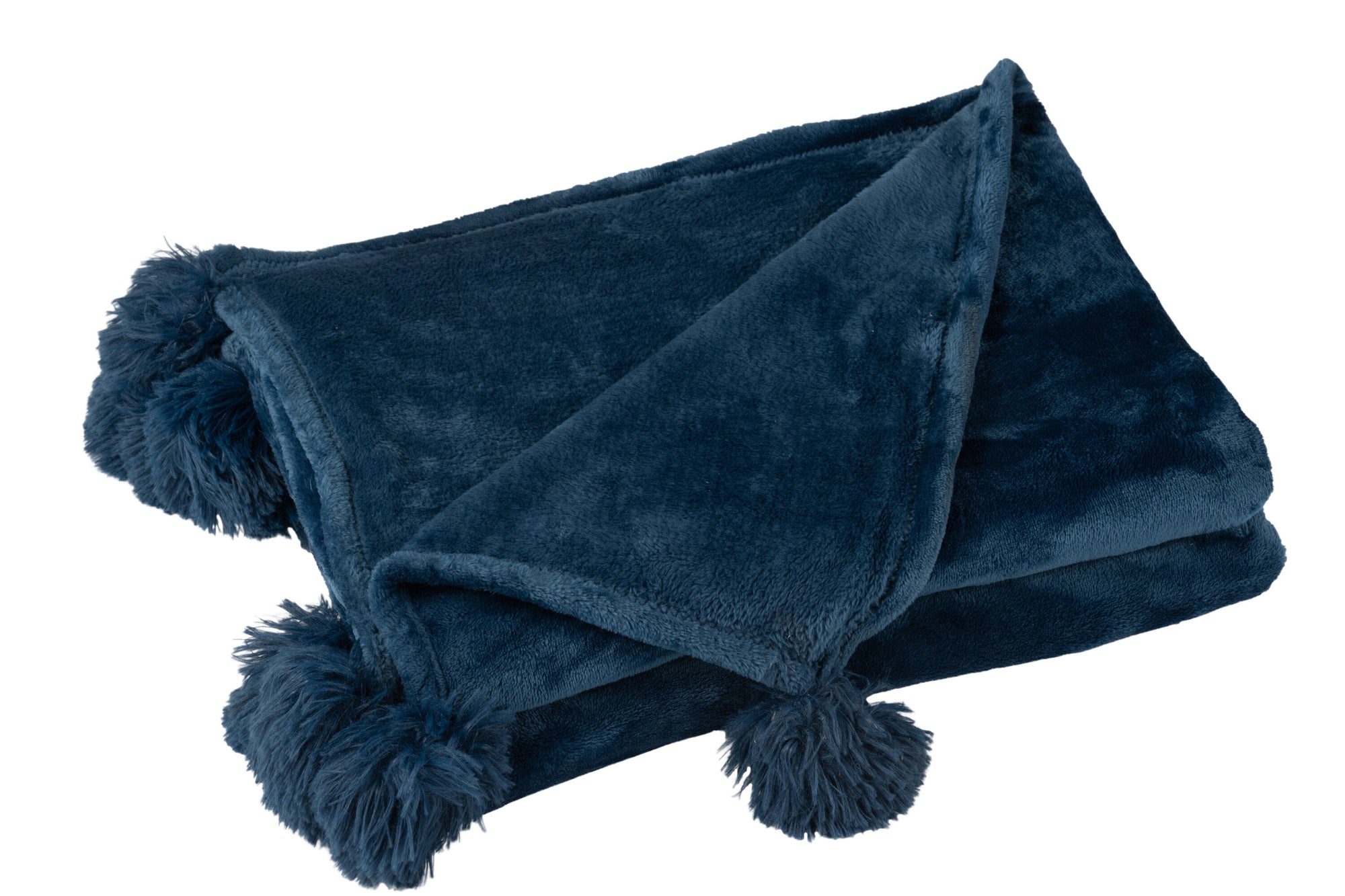 J-LINE PLAID POMPOM POLYESTER BLAUW