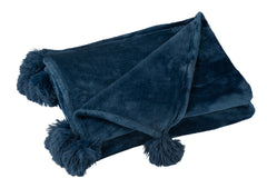 J-LINE PLAID POMPOM POLYESTER BLAUW
