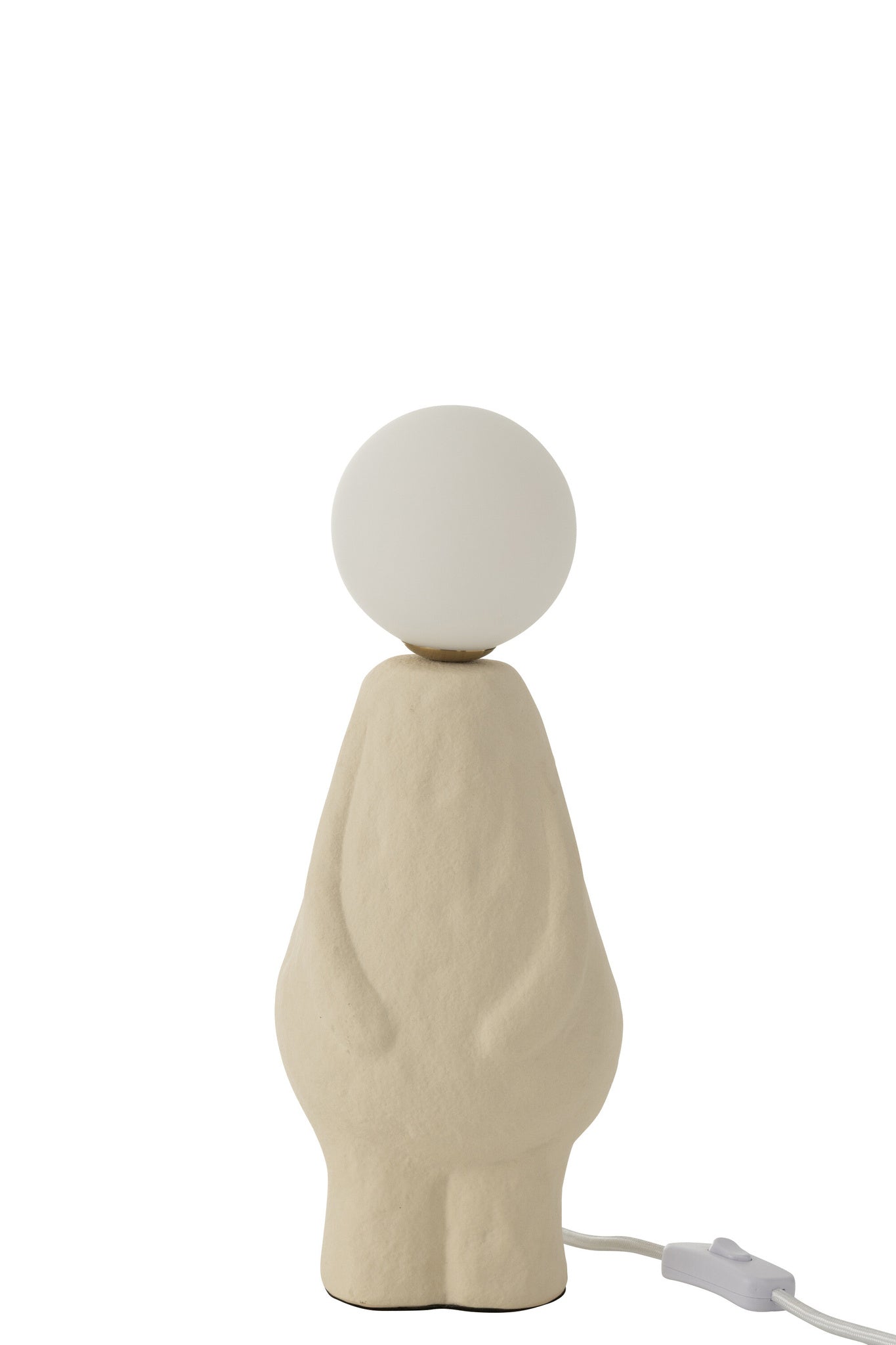 Tafellamp Glazen Bol Steengoed Beige