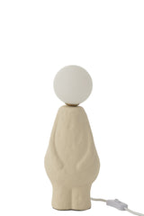 Tafellamp Glazen Bol Steengoed Beige