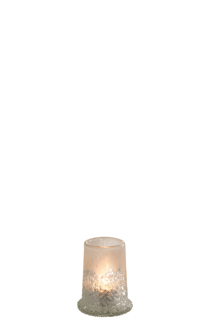 J-LINE TEALIGHT HOLDER SUGAR GLASS WHITE SMALL