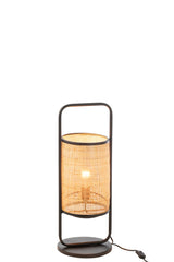 Lamp op voet Elton metaal/rotan zwart/naturel klein
