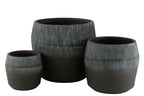 J-LINE SET VAN 3 BLOEMPOTTEN FIBER CLAY ZWART