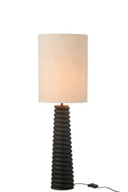 J-LINE TAFELLAMP GERIBBELD HOUT ZWART/GRIJS